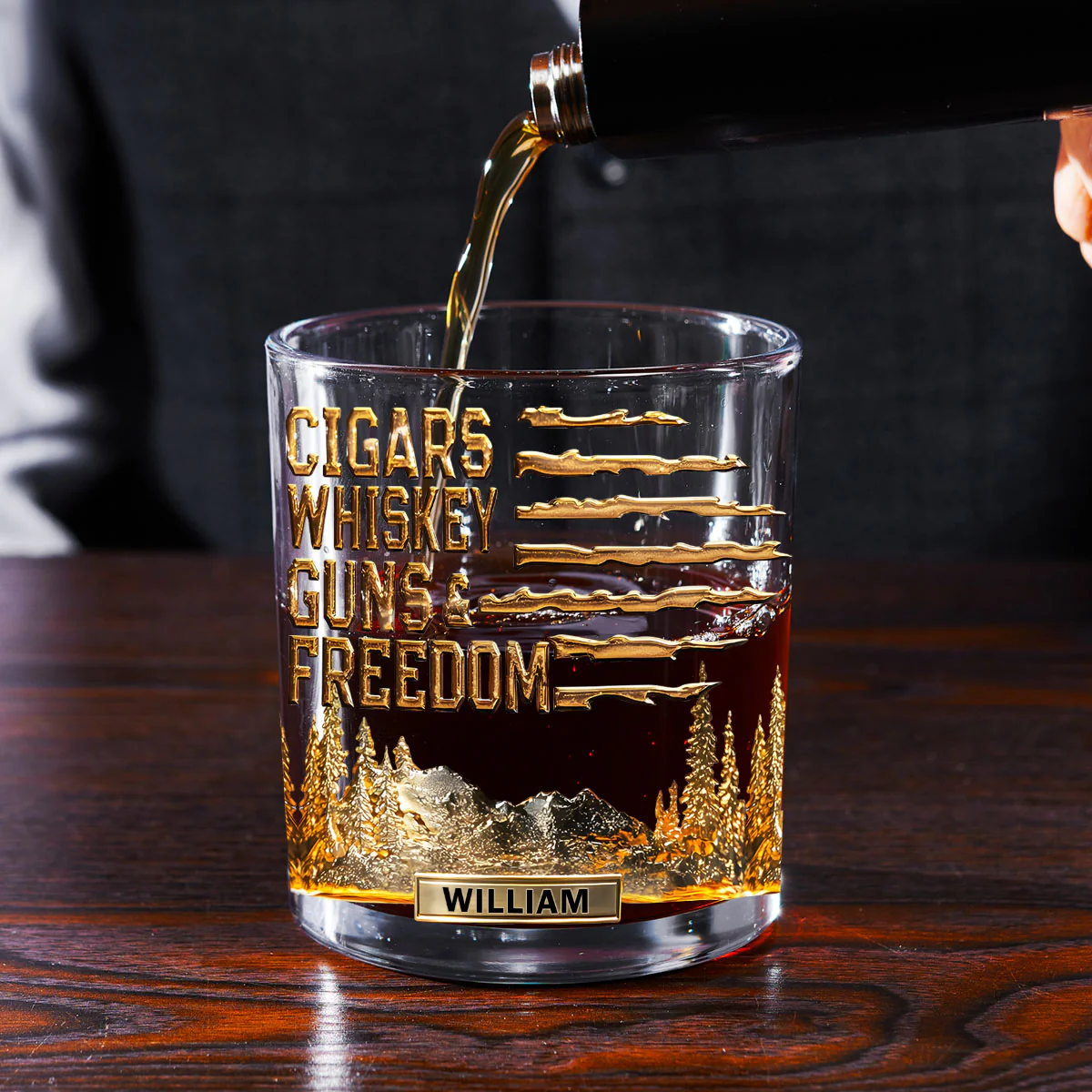 Gift For Bourbon - Personalized Round Whiskey Glass - Image 2