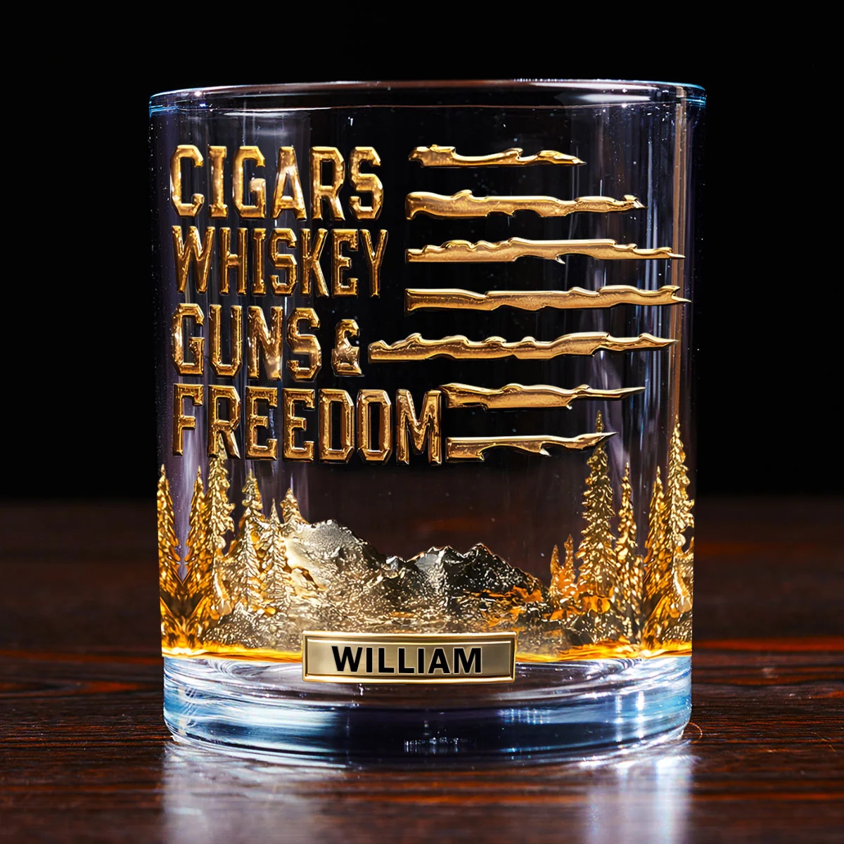 Gift For Bourbon - Personalized Round Whiskey Glass - Image 3