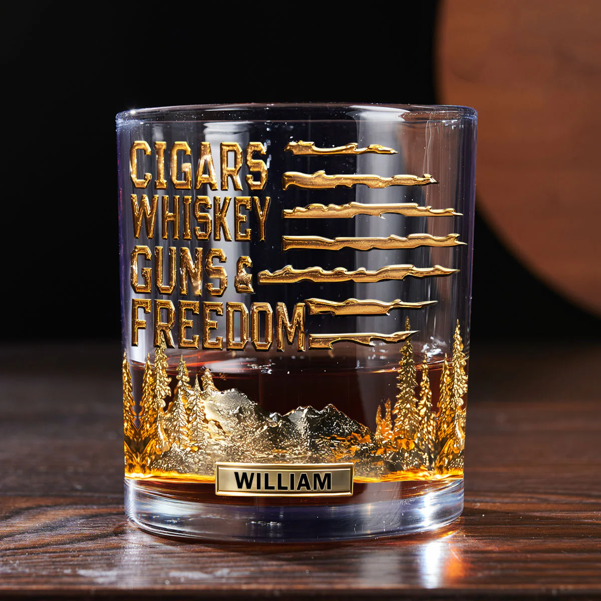 Gift For Bourbon - Personalized Round Whiskey Glass - Image 5