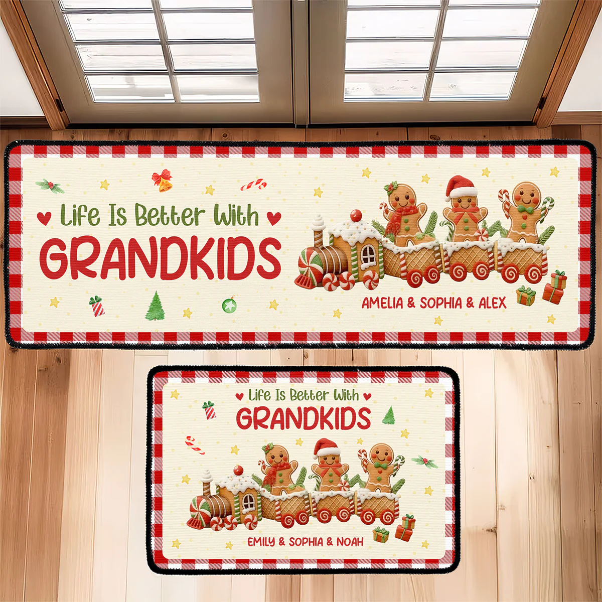 Gingerbread Christmas Train - Personalized Runner Rug - Image 4