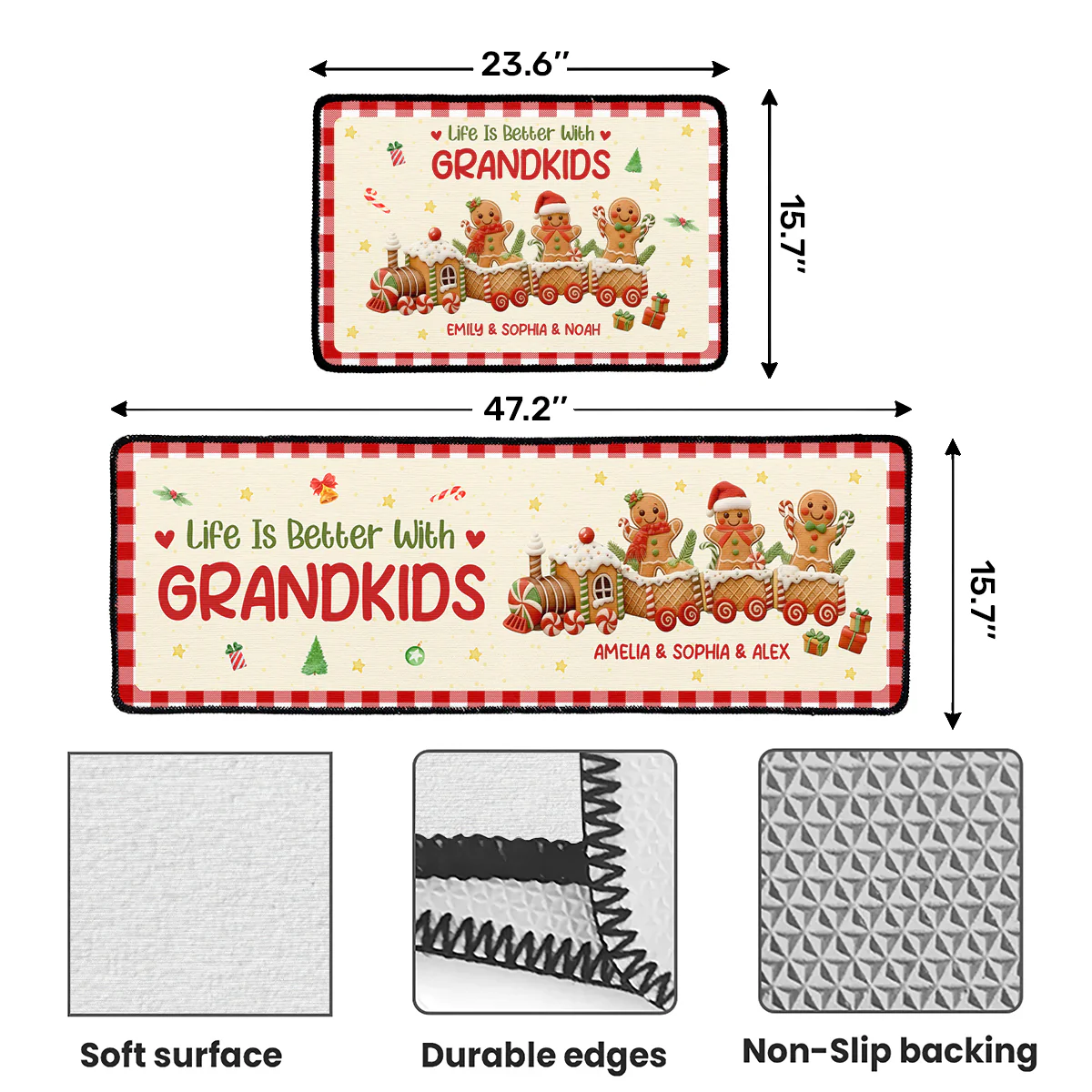 Gingerbread Christmas Train - Personalized Runner Rug - Image 7