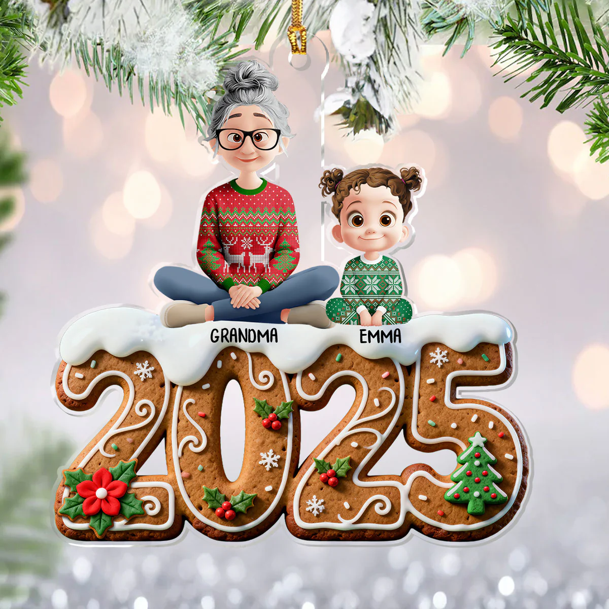 Gingerbread Cookie 2025 - Personalized 1-Layer Acrylic Ornament