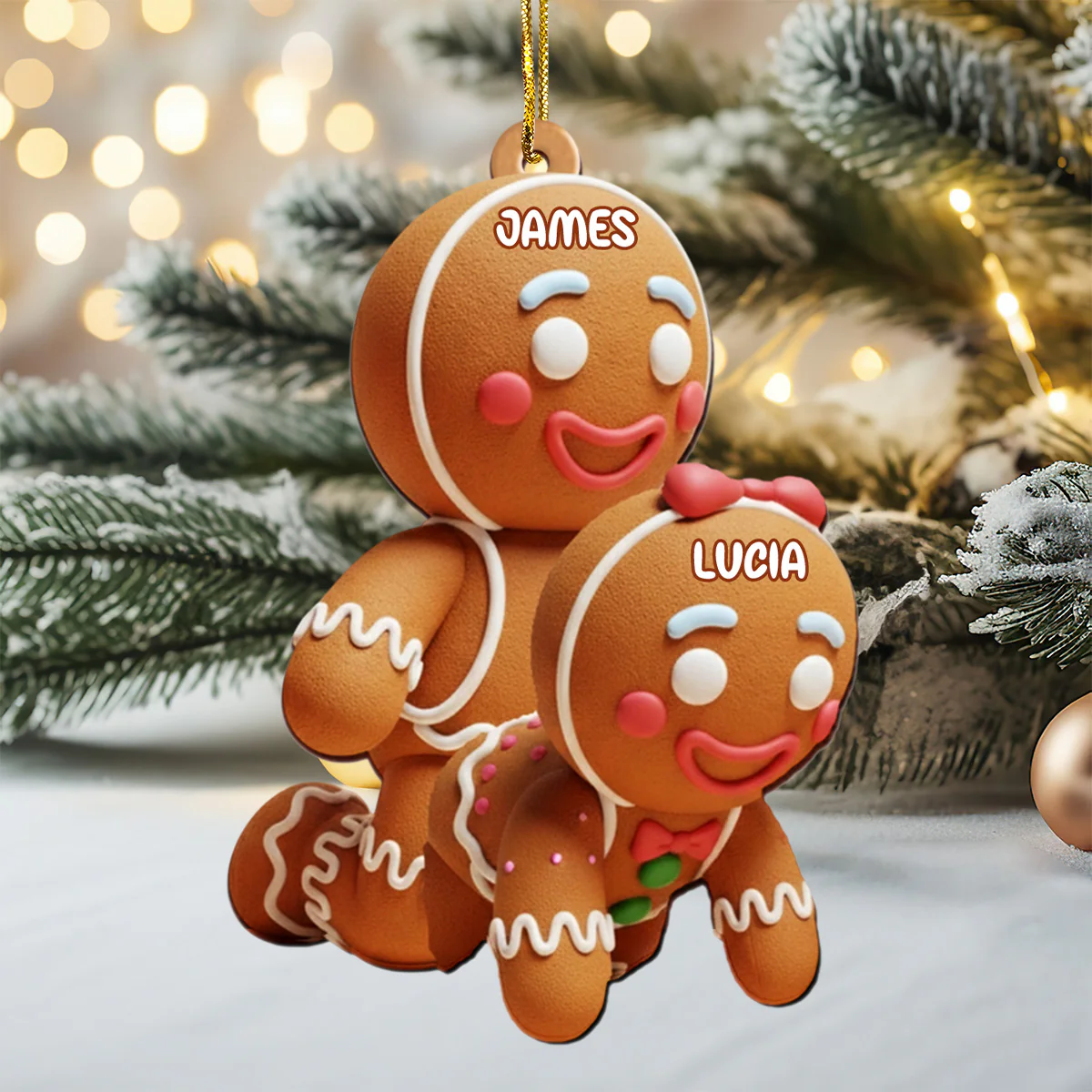 Gingerbread Couple - Personalized Custom Shape Wood Ornament Cutout & Print - Image 4
