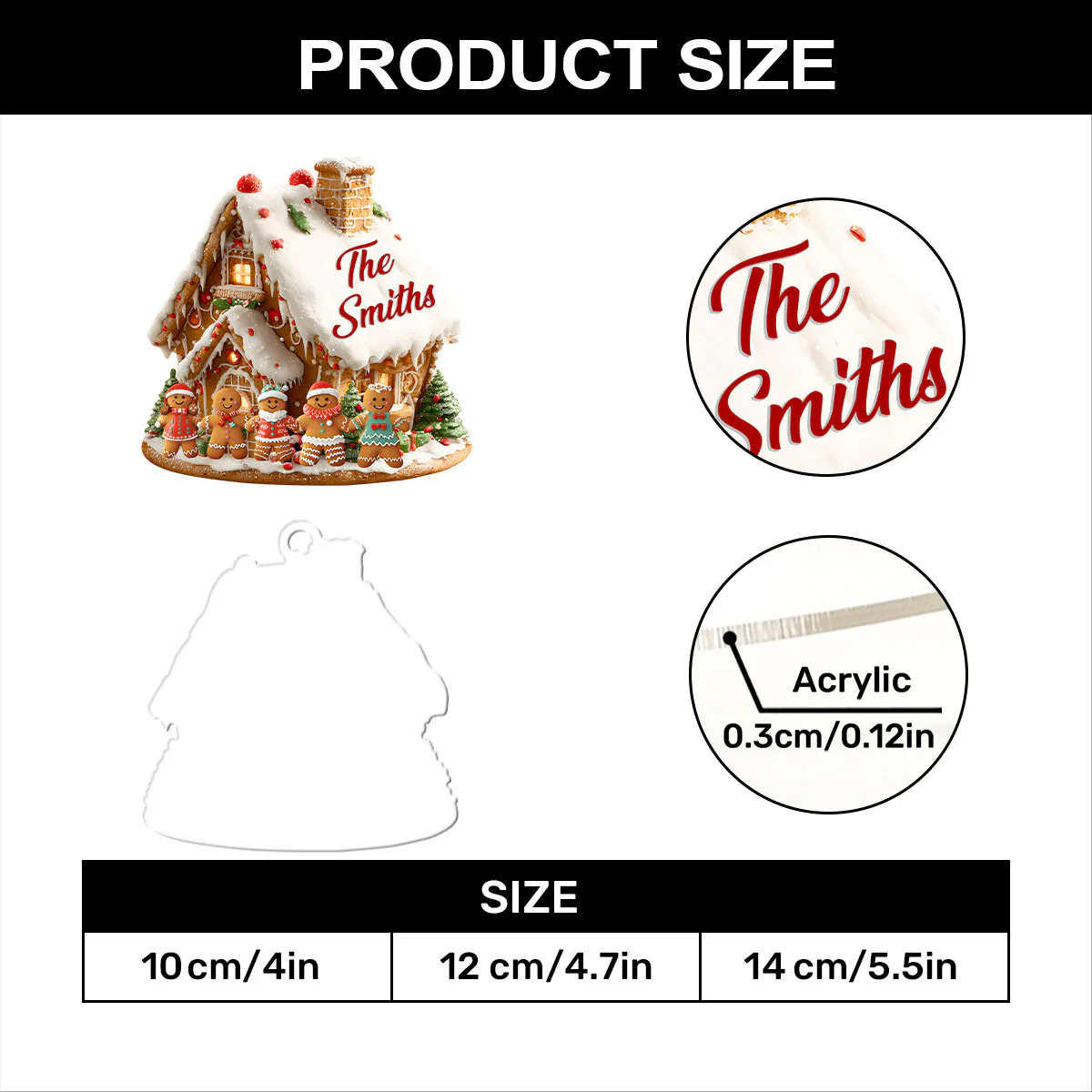Gingerbread Family Christmas - Personalized 1-Layer Acrylic Ornament - Image 7