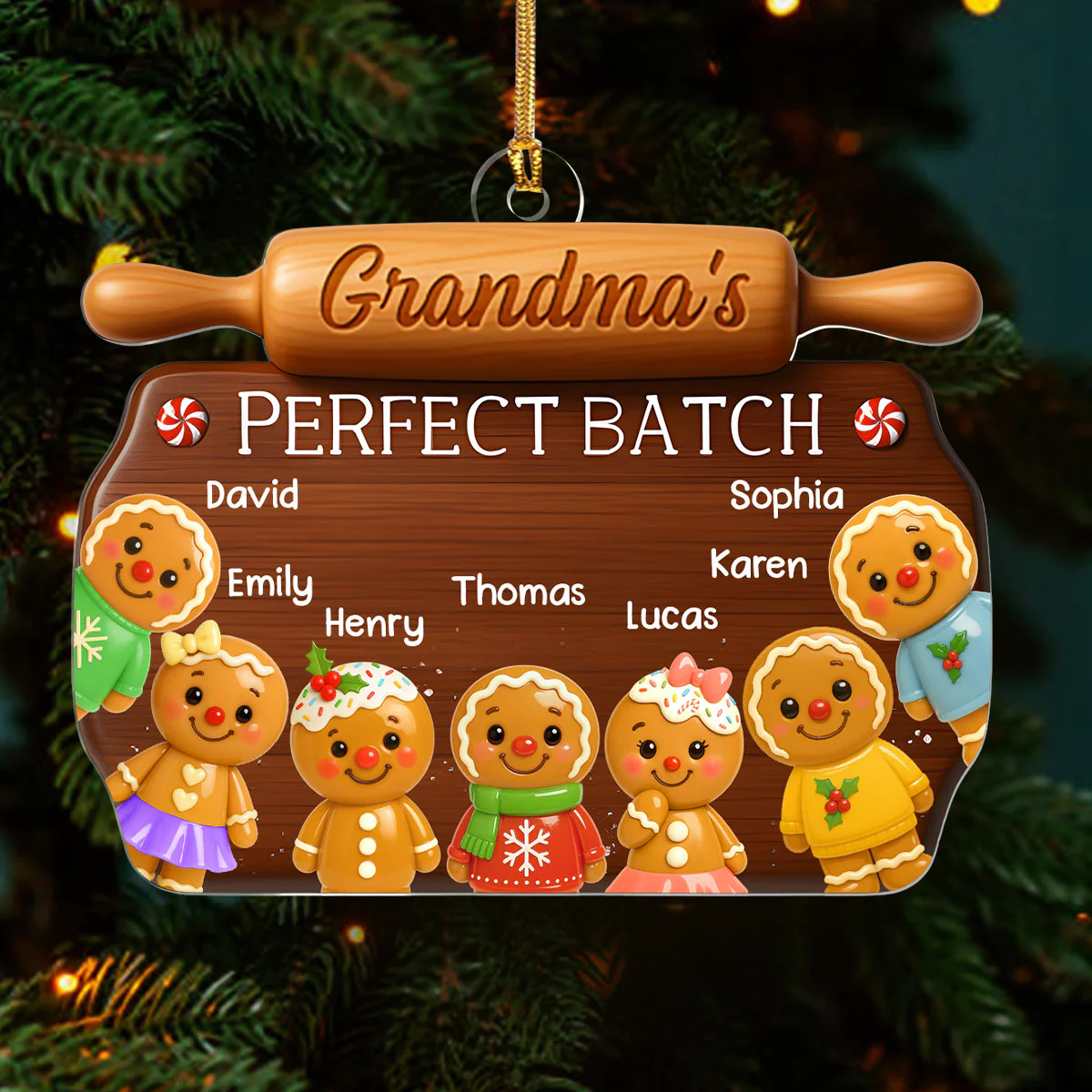Gingerbread Grandma's Perfect Batch - Personalized 1-Layer Acrylic Ornament - Image 3