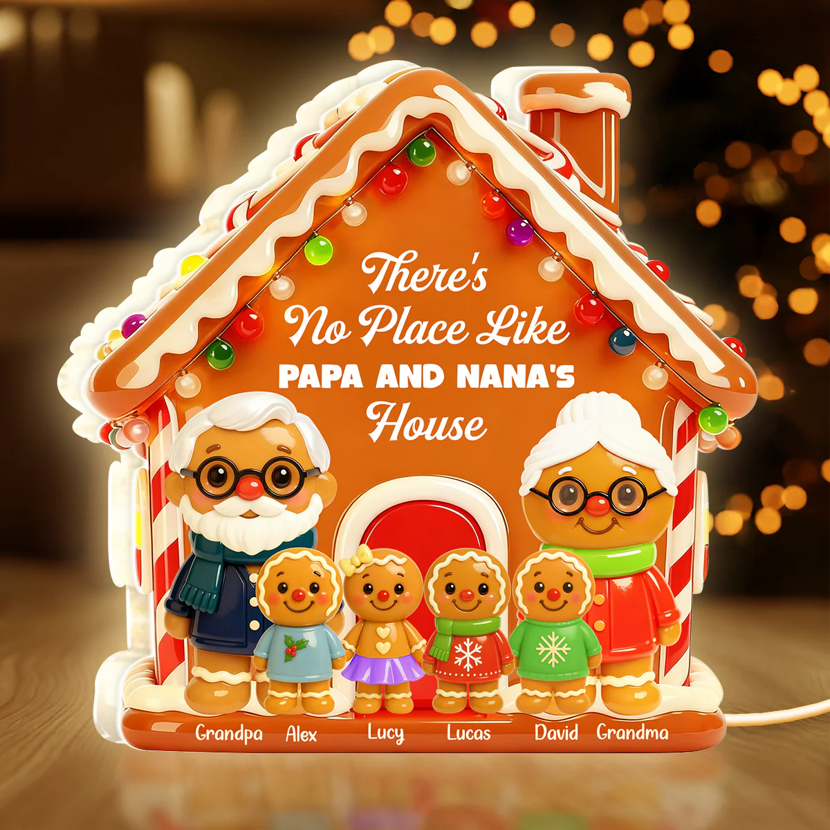 Gingerbread Grandparents And Grandkids - Personalized Light Box - Image 2