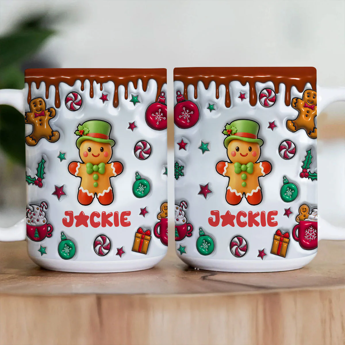 Gingerbread Inflated Effect - Personalized Ceramic Coffee Mug - Image 3