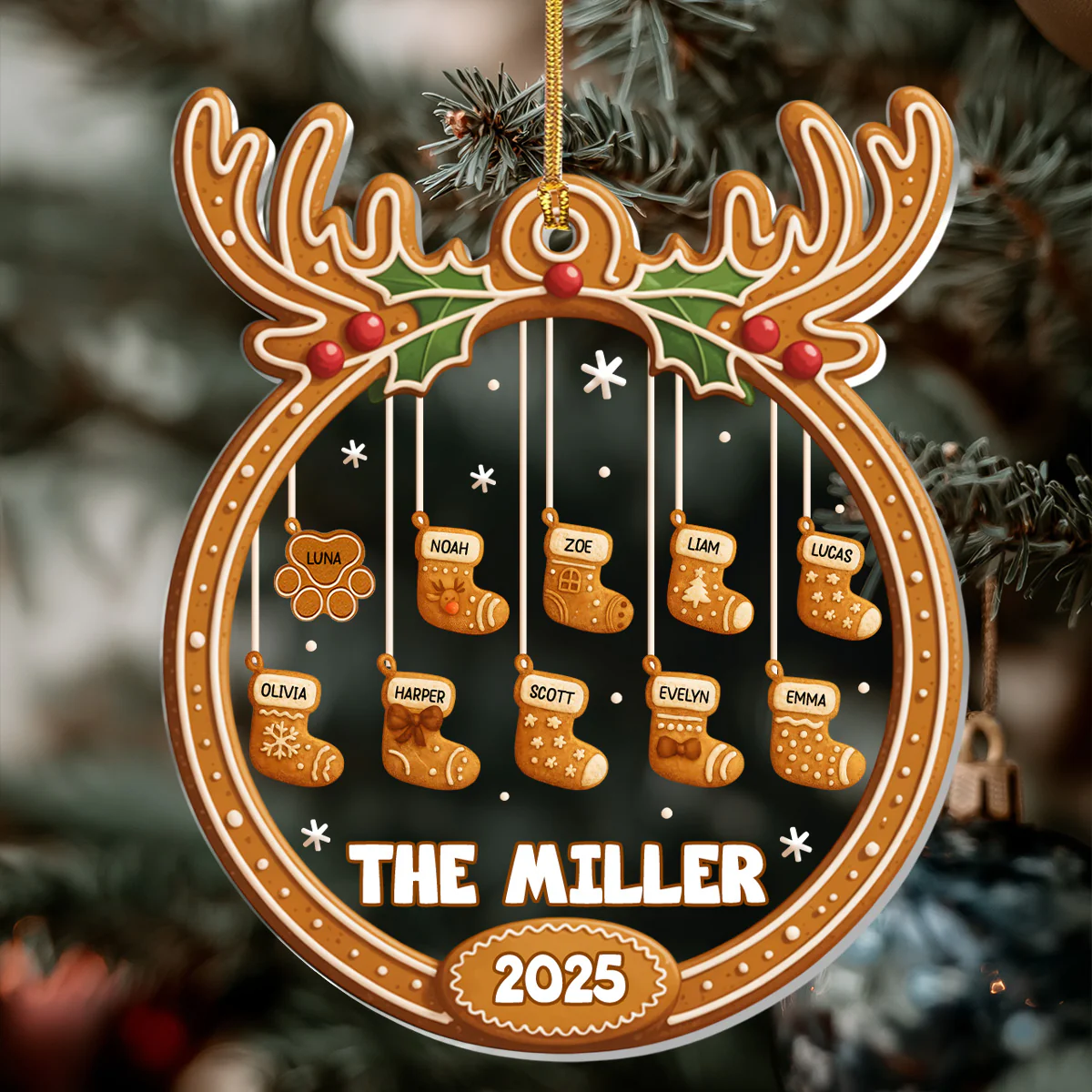 Gingerbread Stockings - Personalized 1-Layer Acrylic Ornament - Image 3