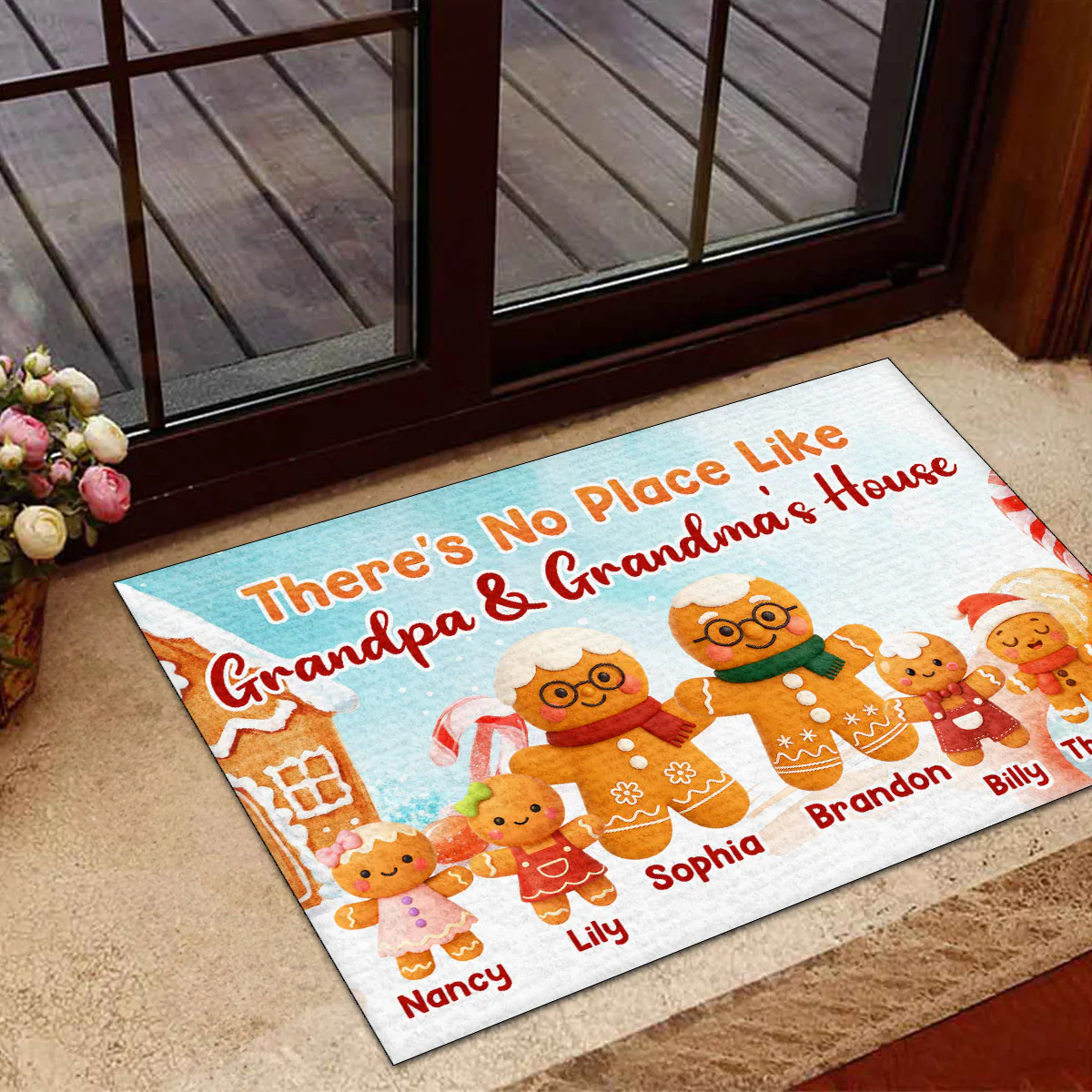 Gingerbread There's No Place Like Grandma And Grandpa's House - Personalized Doormat - Image 5