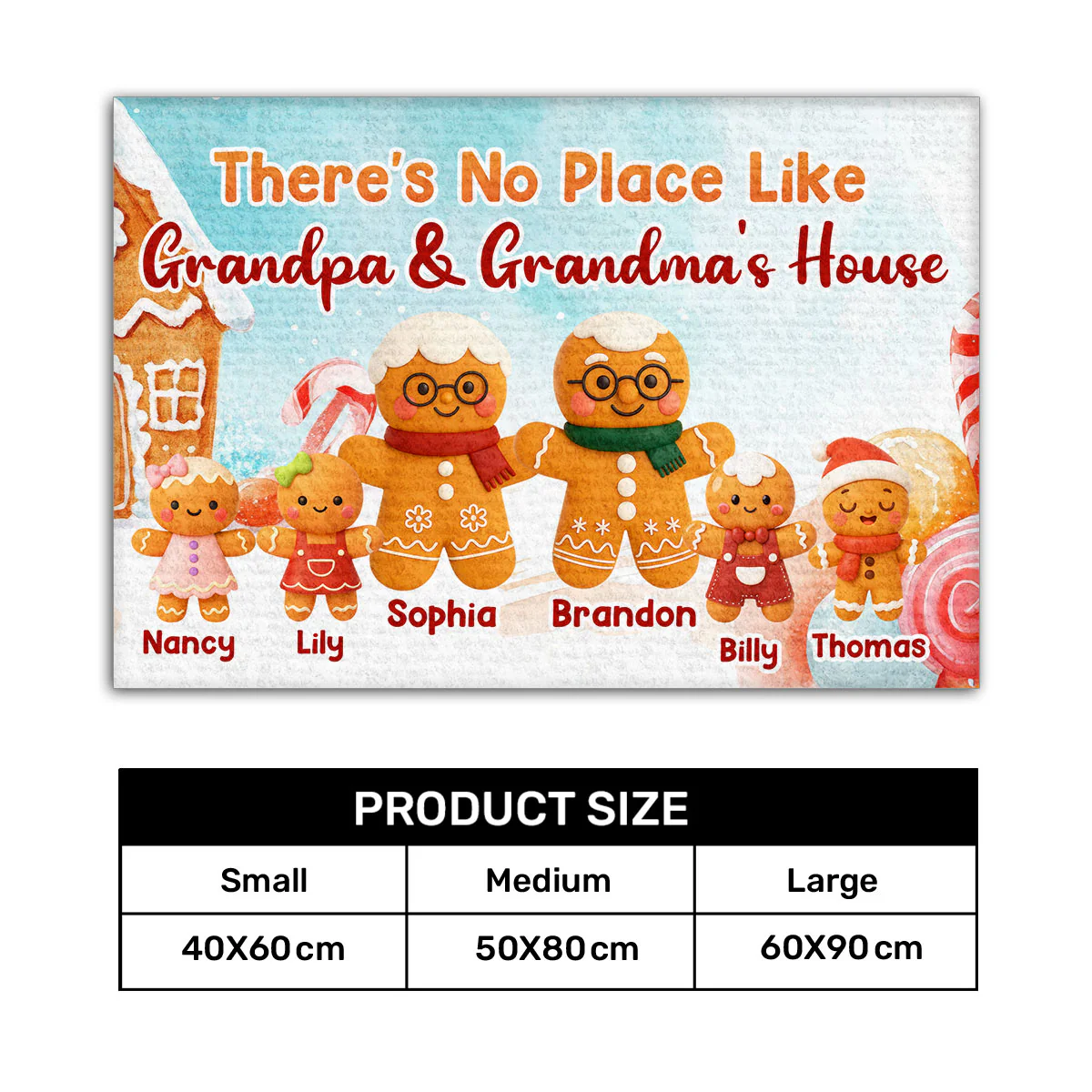 Gingerbread There's No Place Like Grandma And Grandpa's House - Personalized Doormat - Image 7