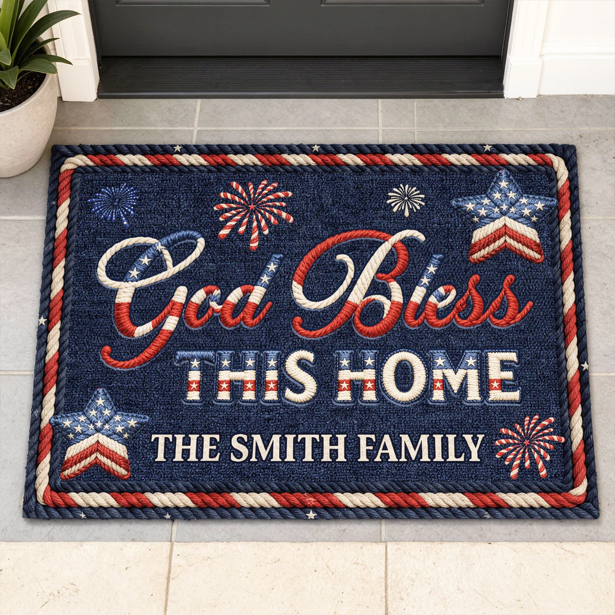 God Bless This Home - Personalized Doormat