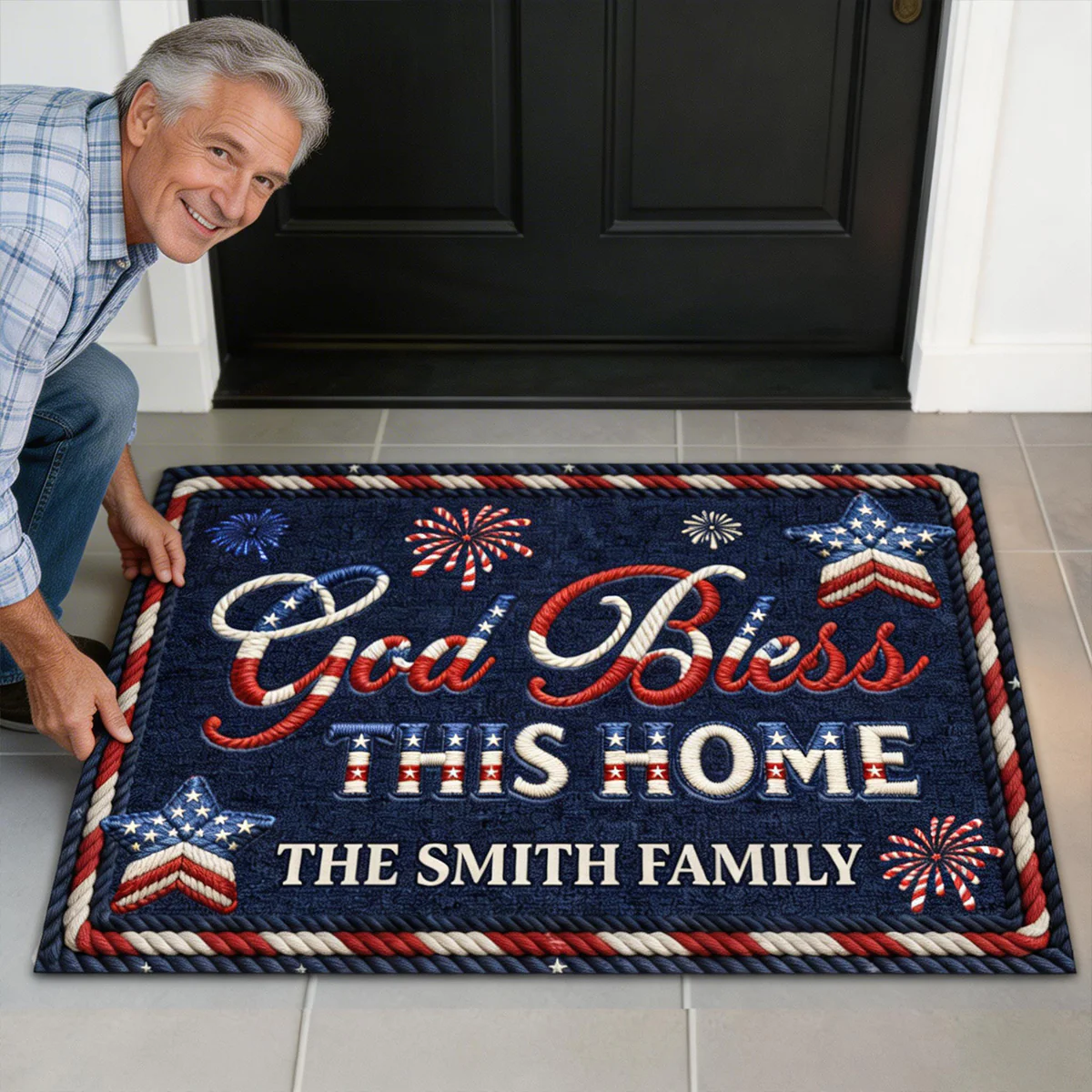 God Bless This Home - Personalized Doormat - Image 2