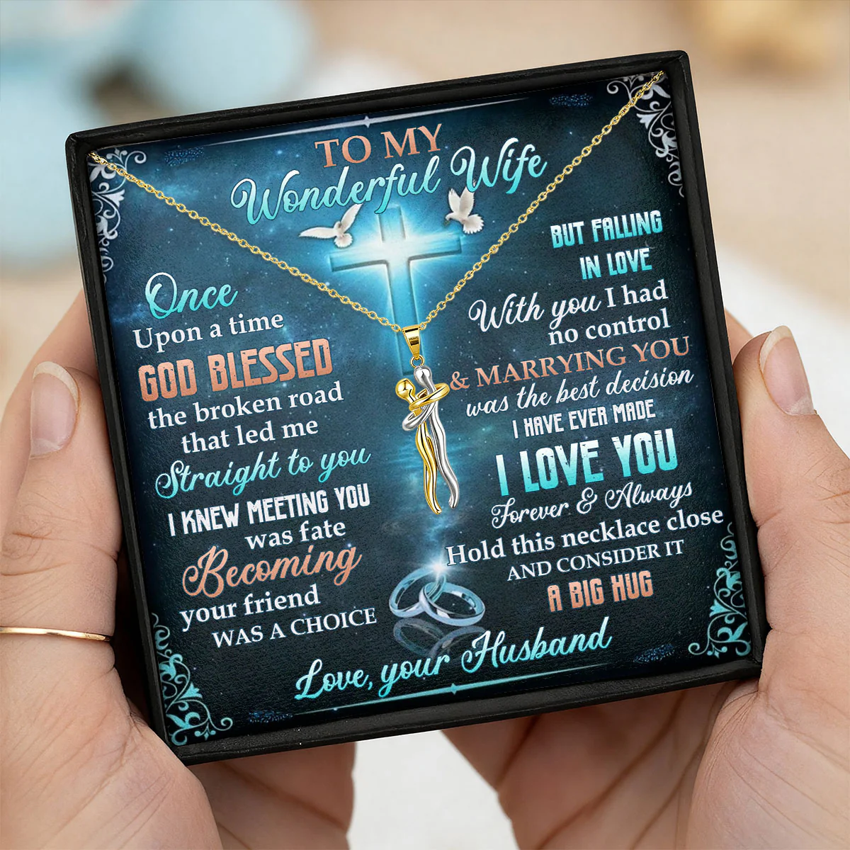 God Blessed Me With You - Personalized Hug Charm Necklace