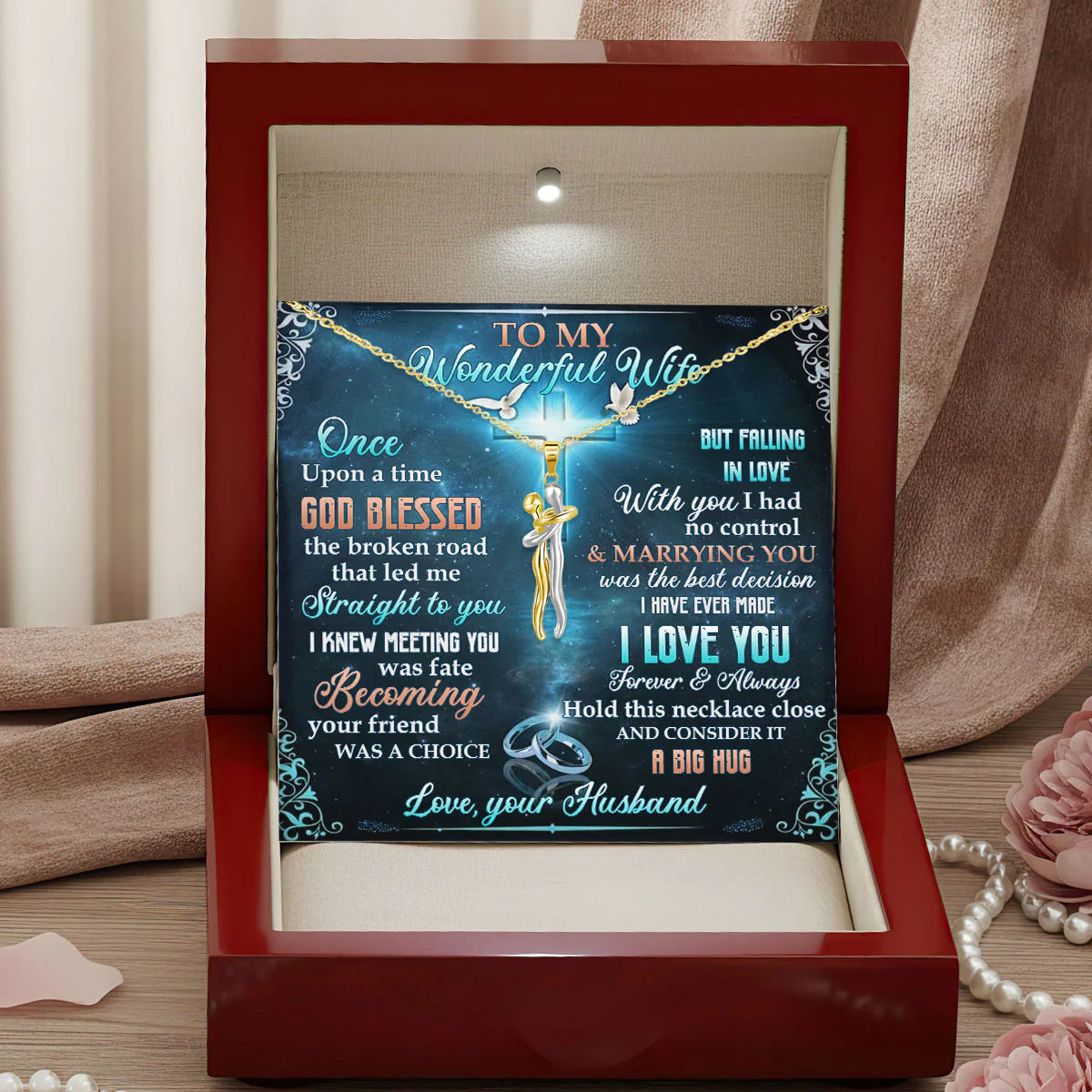 God Blessed Me With You - Personalized Hug Charm Necklace - Image 2