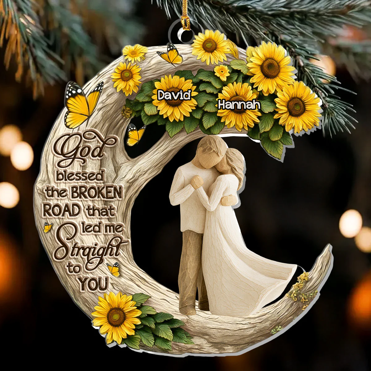 God Blessed The Broken Road - Personalized 1-Layer Acrylic Ornament