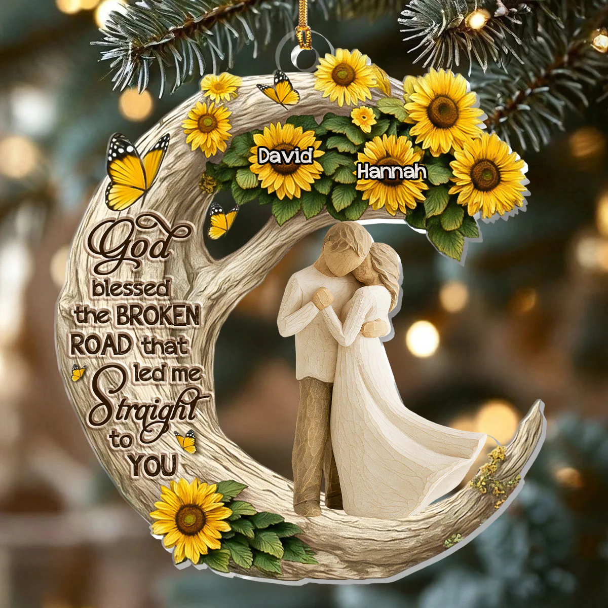 God Blessed The Broken Road - Personalized 1-Layer Acrylic Ornament - Image 3