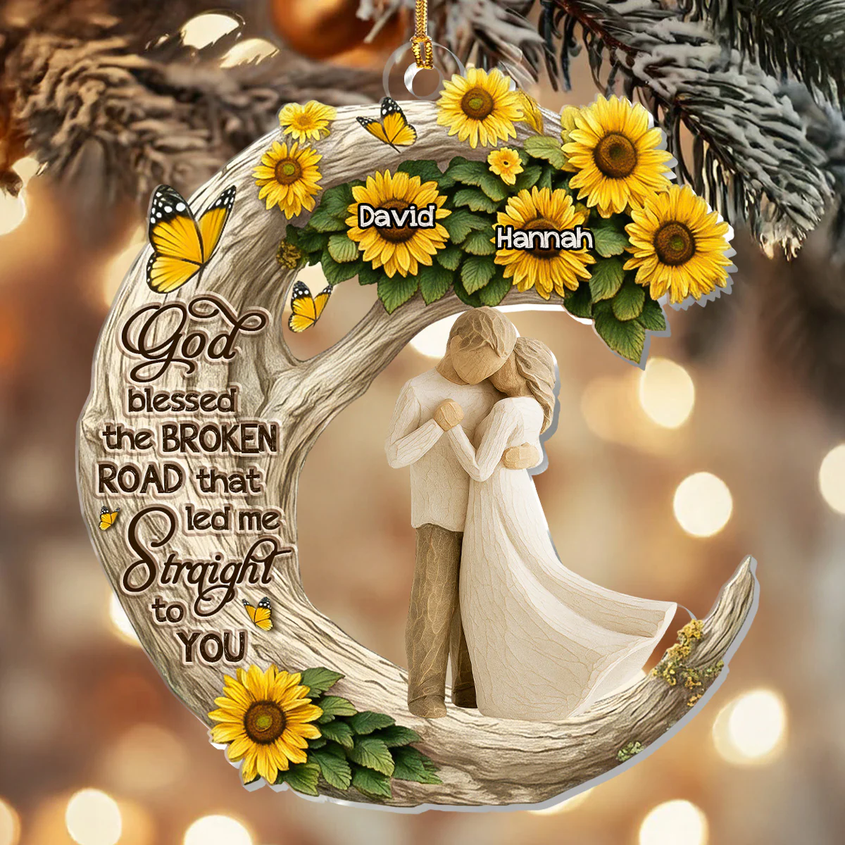 God Blessed The Broken Road - Personalized 1-Layer Acrylic Ornament - Image 4
