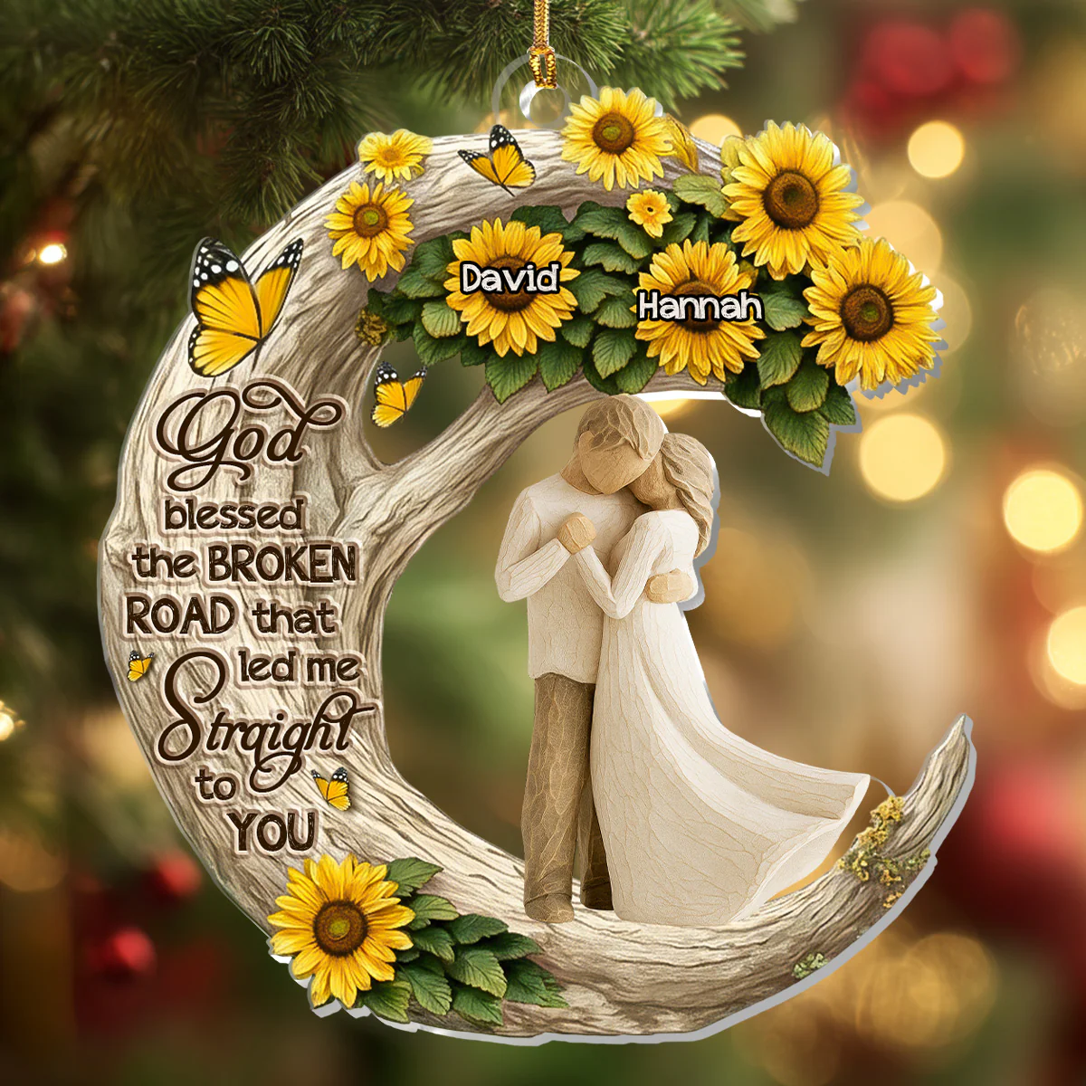 God Blessed The Broken Road - Personalized 1-Layer Acrylic Ornament - Image 5