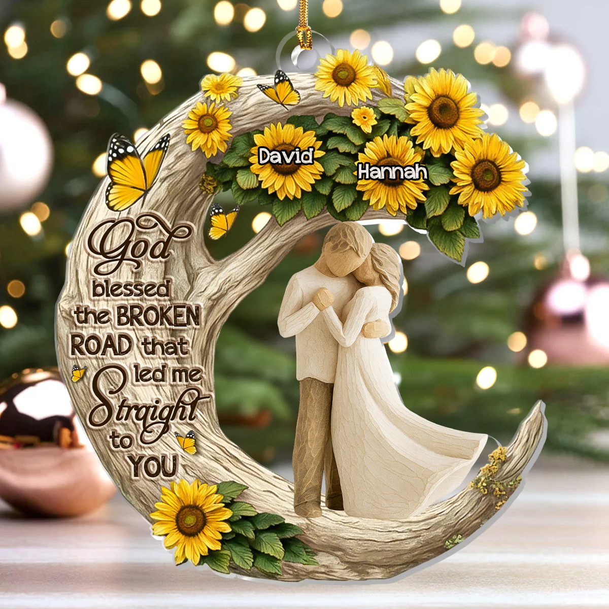 God Blessed The Broken Road - Personalized 1-Layer Acrylic Ornament - Image 6