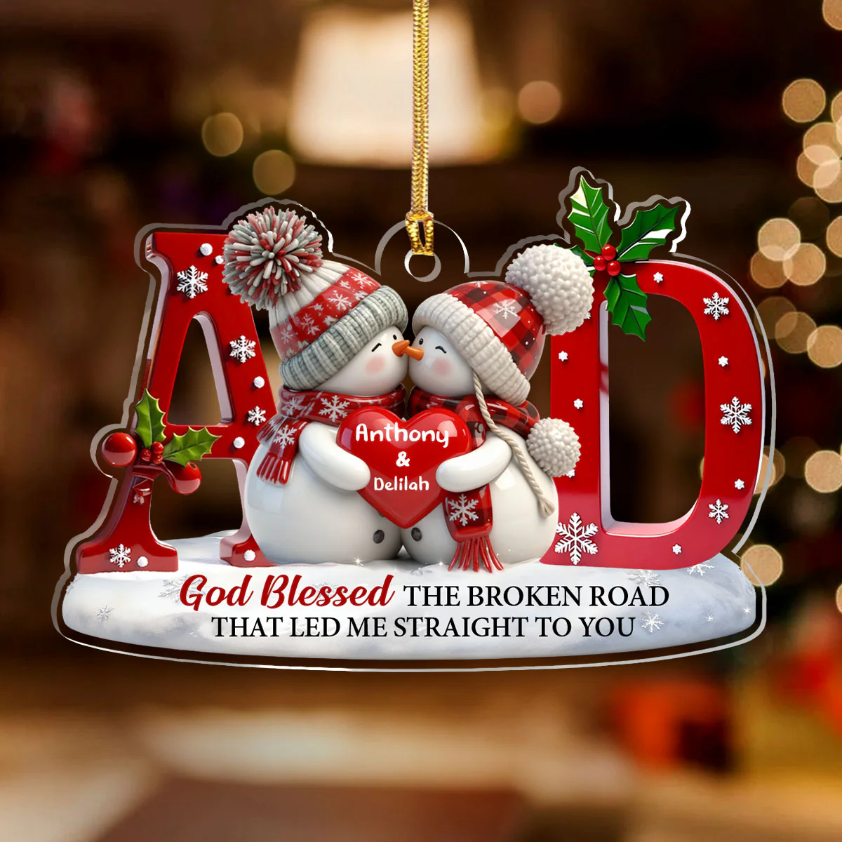 God Blessed The Broken Road That Led Me Straight To You - Personalized 1-Layer Acrylic Ornament - Image 2