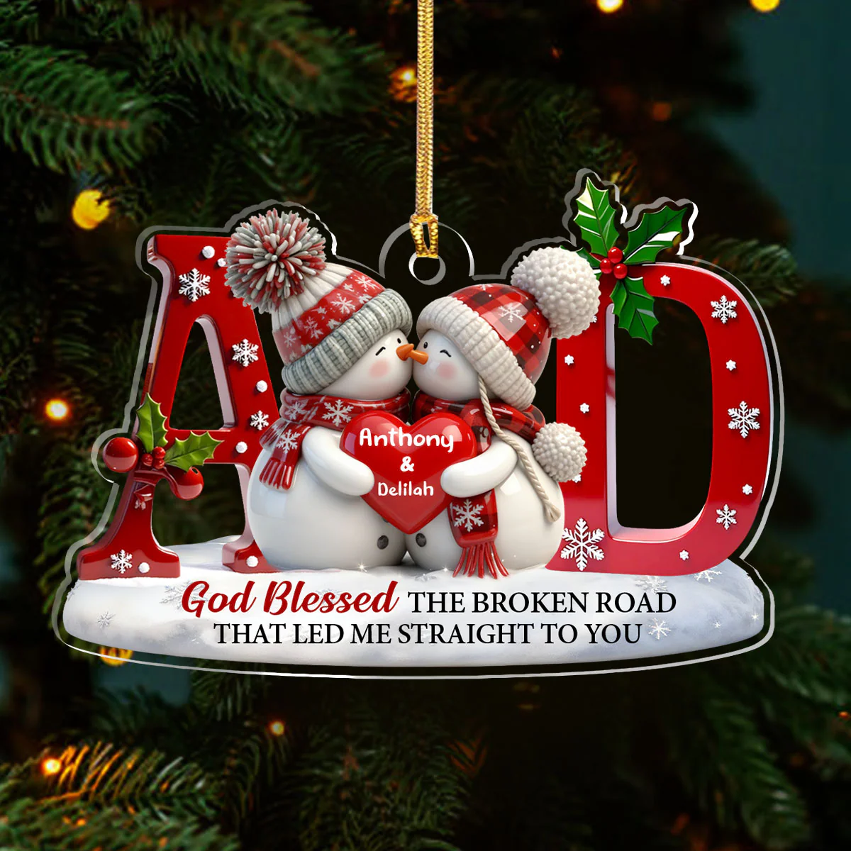 God Blessed The Broken Road That Led Me Straight To You - Personalized 1-Layer Acrylic Ornament - Image 3