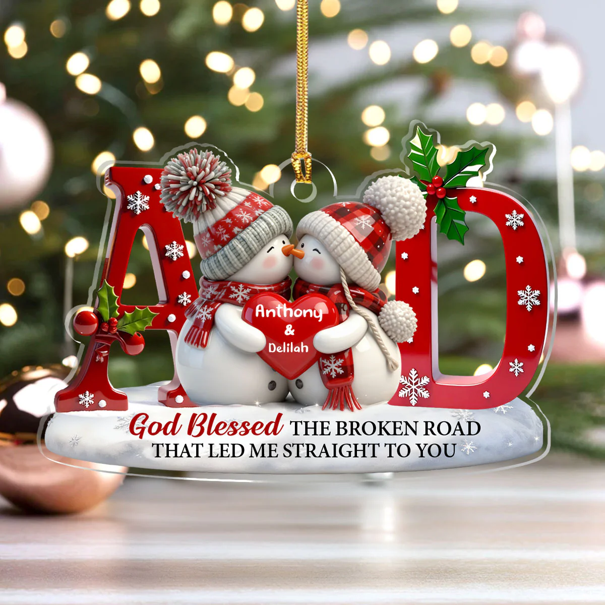 God Blessed The Broken Road That Led Me Straight To You - Personalized 1-Layer Acrylic Ornament - Image 4