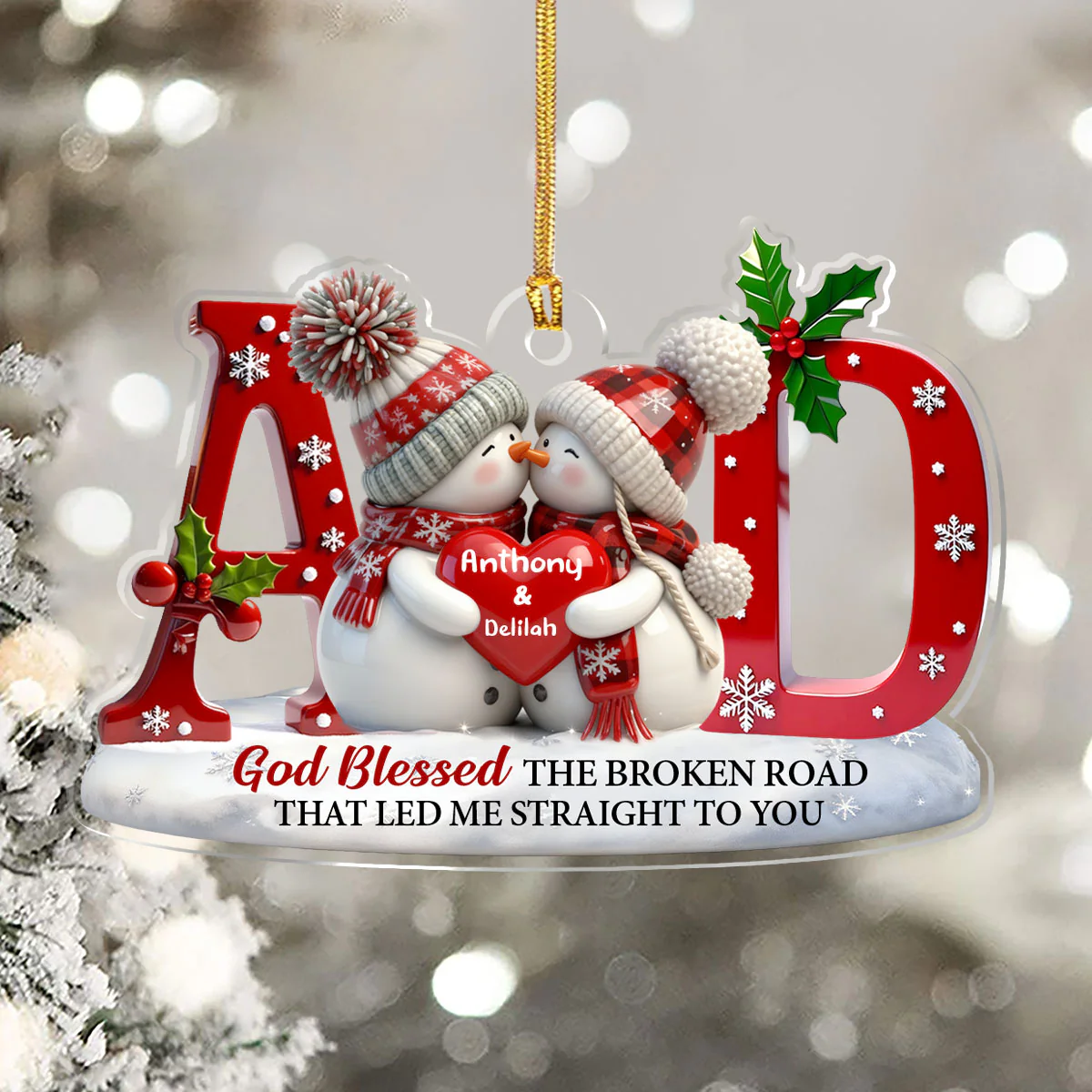 God Blessed The Broken Road That Led Me Straight To You - Personalized 1-Layer Acrylic Ornament - Image 5