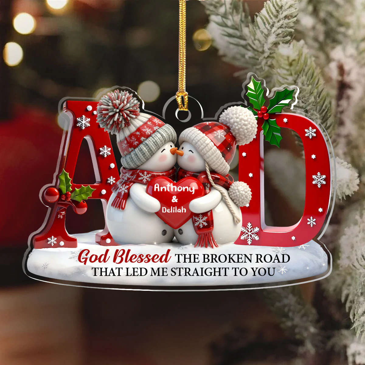 God Blessed The Broken Road That Led Me Straight To You - Personalized 1-Layer Acrylic Ornament - Image 6