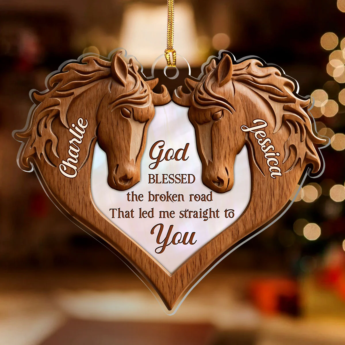God Blessed The Broken Road That Led Me Straight To You - Personalized 1-Layer Acrylic Ornament - Image 2