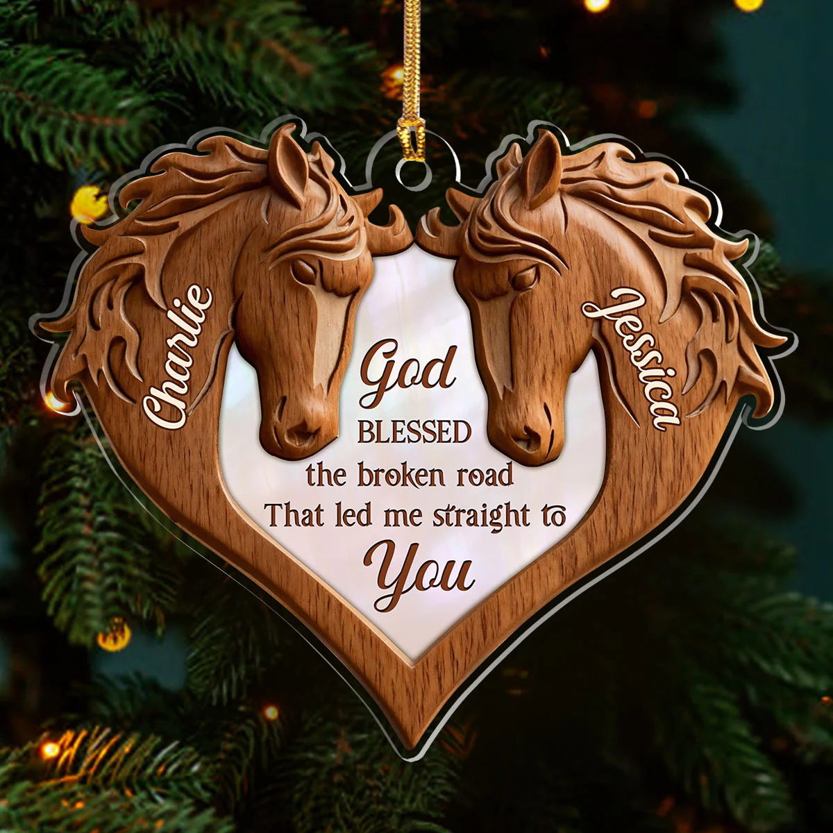 God Blessed The Broken Road That Led Me Straight To You - Personalized 1-Layer Acrylic Ornament - Image 3