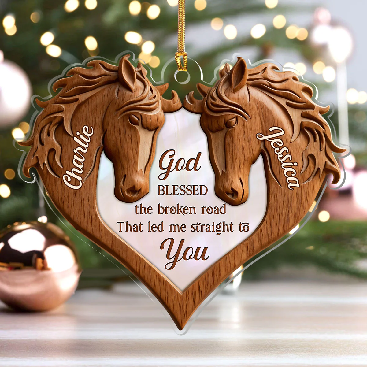 God Blessed The Broken Road That Led Me Straight To You - Personalized 1-Layer Acrylic Ornament - Image 4
