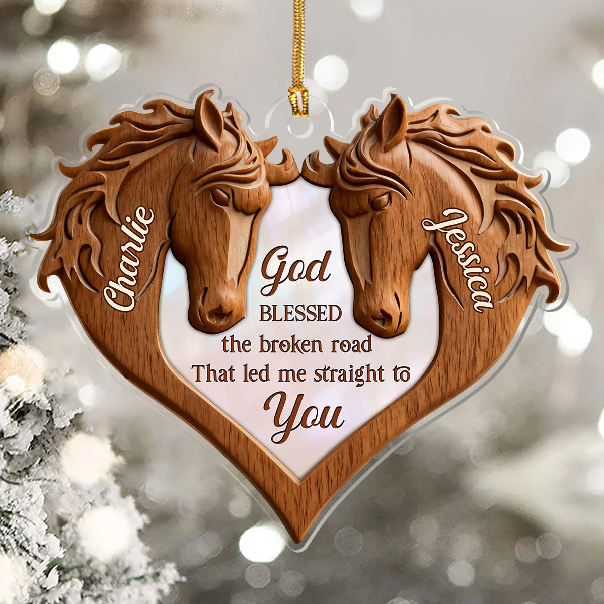 God Blessed The Broken Road That Led Me Straight To You - Personalized 1-Layer Acrylic Ornament - Image 5