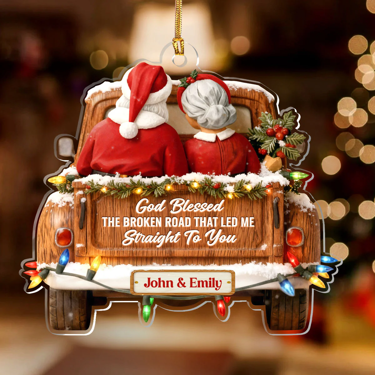 God Blessed The Broken Road That Led Me Straight To You - Personalized 1-Layer Acrylic Ornament - Image 2