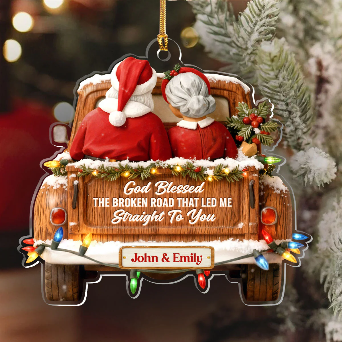 God Blessed The Broken Road That Led Me Straight To You - Personalized 1-Layer Acrylic Ornament - Image 6