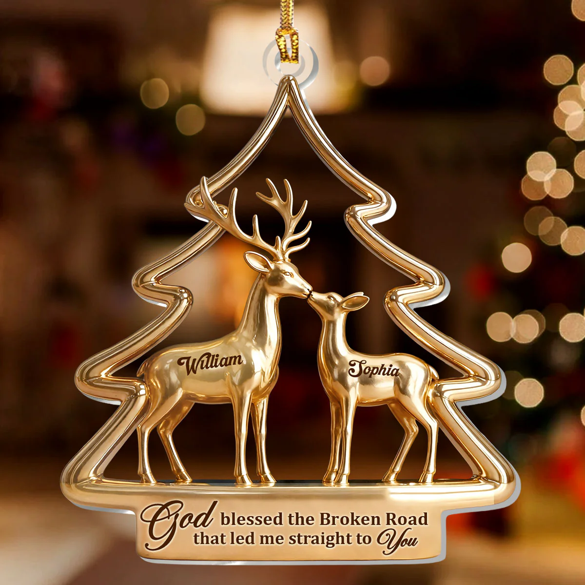 God Blessed The Broken Road That Led Me Straight To You - Personalized 1-Layer Acrylic Ornament - Image 2