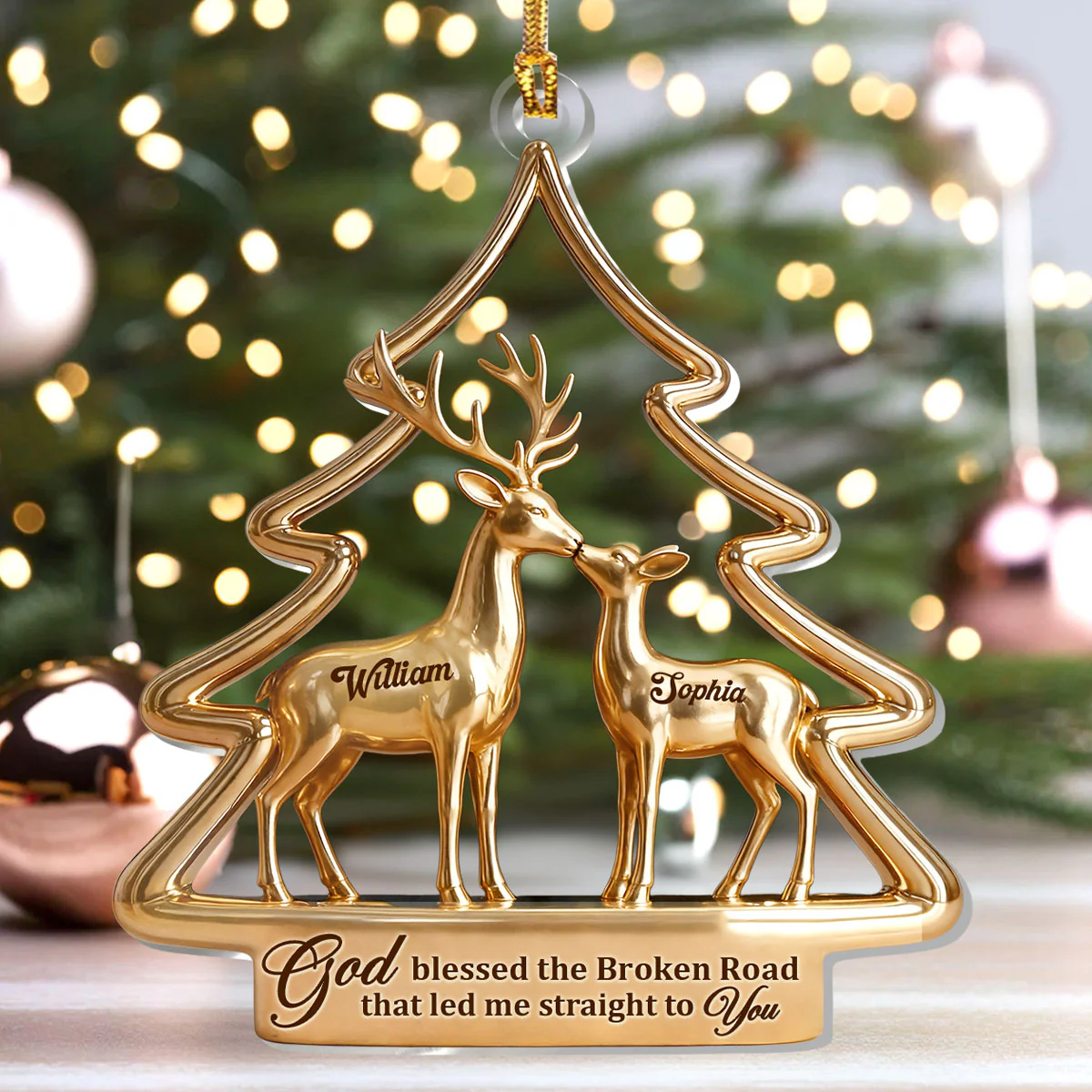 God Blessed The Broken Road That Led Me Straight To You - Personalized 1-Layer Acrylic Ornament - Image 4