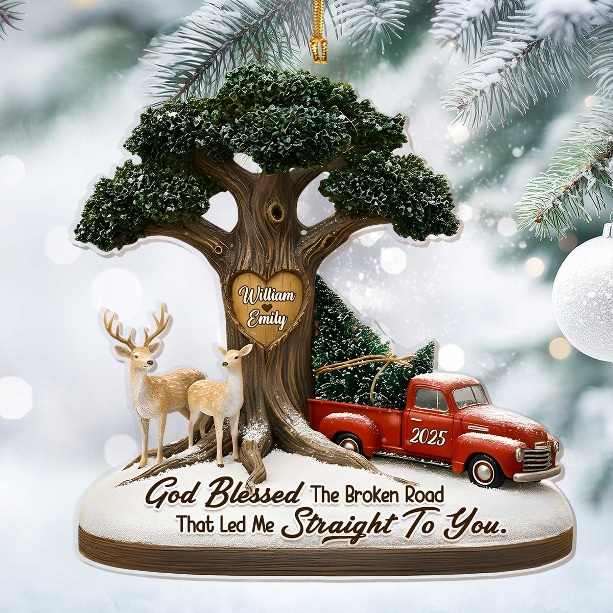 God Blessed The Broken Road That Led Me Straight To You - Personalized 1-Layer Acrylic Ornament