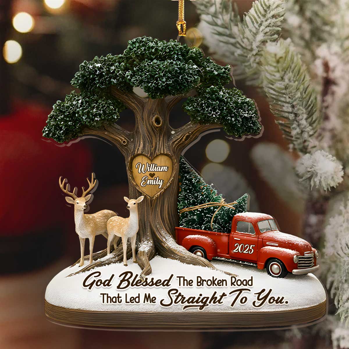 God Blessed The Broken Road That Led Me Straight To You - Personalized 1-Layer Acrylic Ornament - Image 6