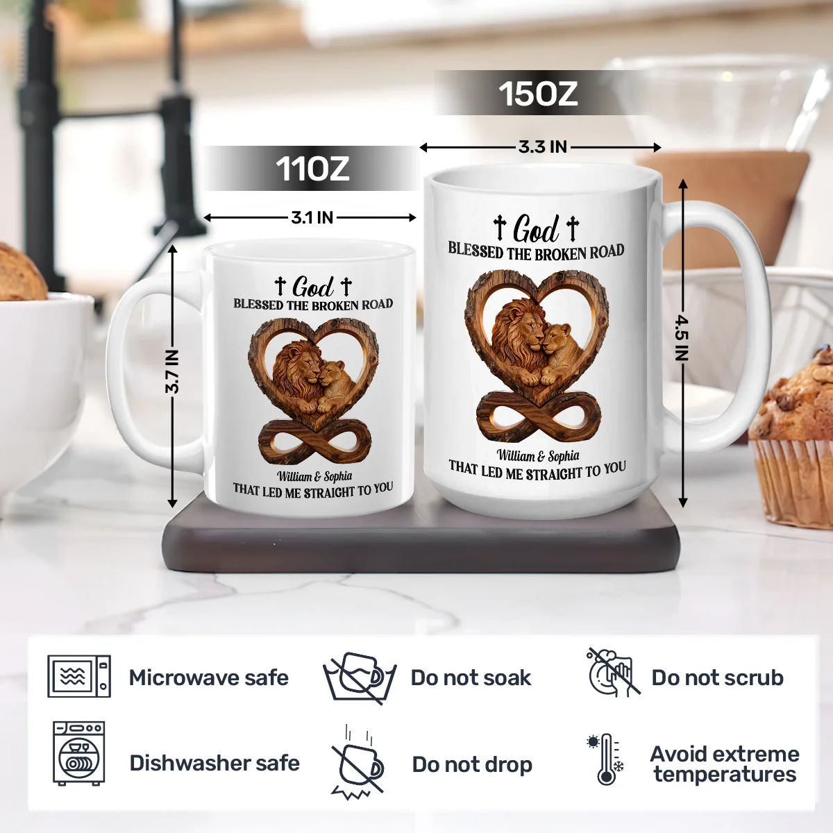 God Blessed The Broken Road That Led Me Straight To You - Personalized Ceramic Coffee Mug - Image 3