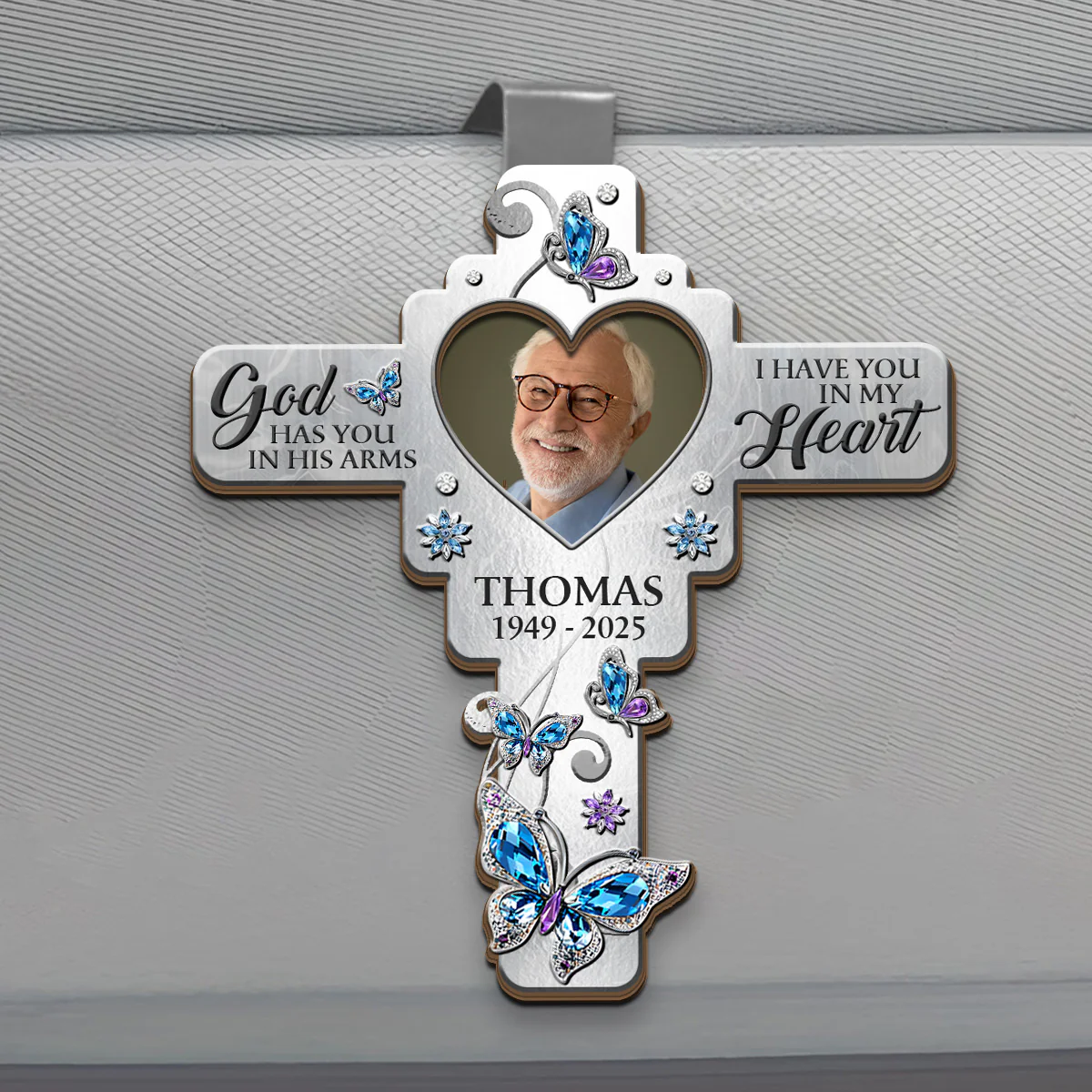 God Has You In His Arms I Have You In My Heart - Personalized Car Visor Clip