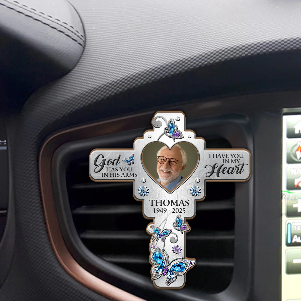 God Has You In His Arms I Have You In My Heart - Personalized Car Visor Clip - Image 4