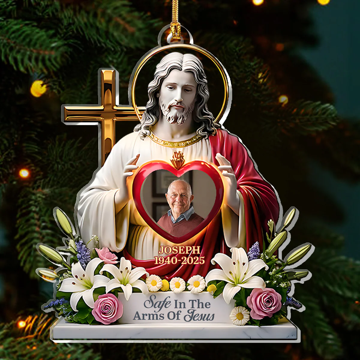 God Has You In His Arms - Personalized 1-Layer Acrylic Ornament - Image 3