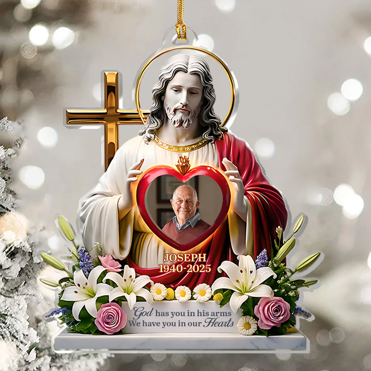 God Has You In His Arms - Personalized 1-Layer Acrylic Ornament - Image 5
