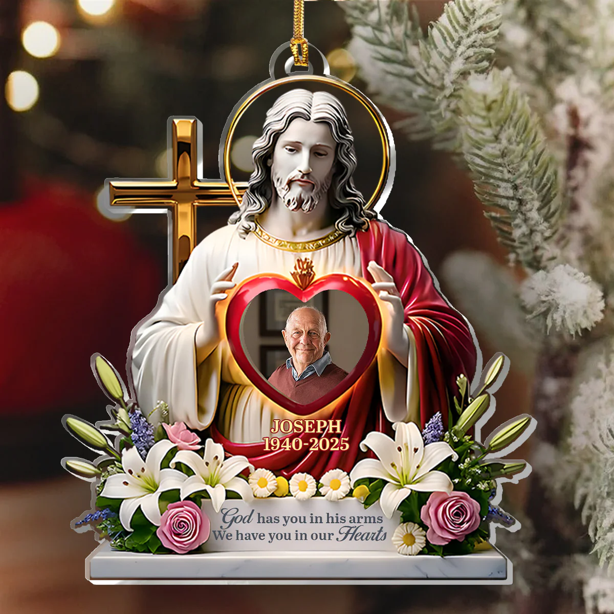 God Has You In His Arms - Personalized 1-Layer Acrylic Ornament - Image 6
