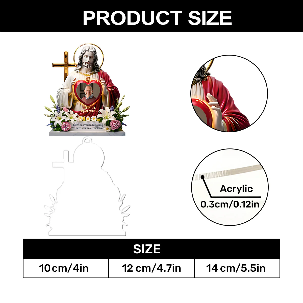 God Has You In His Arms - Personalized 1-Layer Acrylic Ornament - Image 7