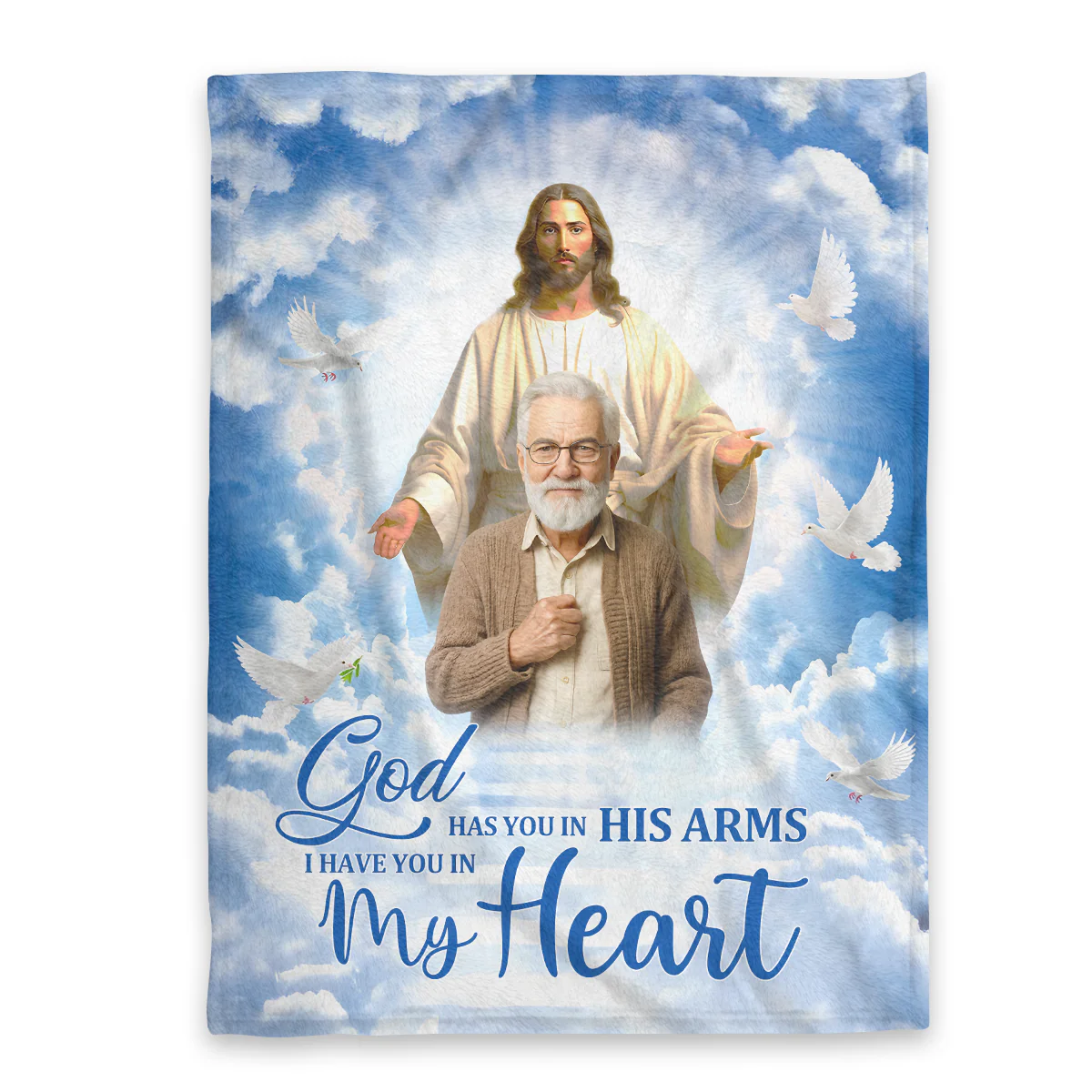 God Has You in His Arms - Personalized Fleece Blanket - Image 3