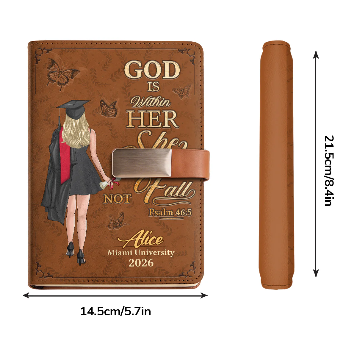God Is Within Her She Will Not Fall - Personalized Leather Notebook & Pen Set - Image 7