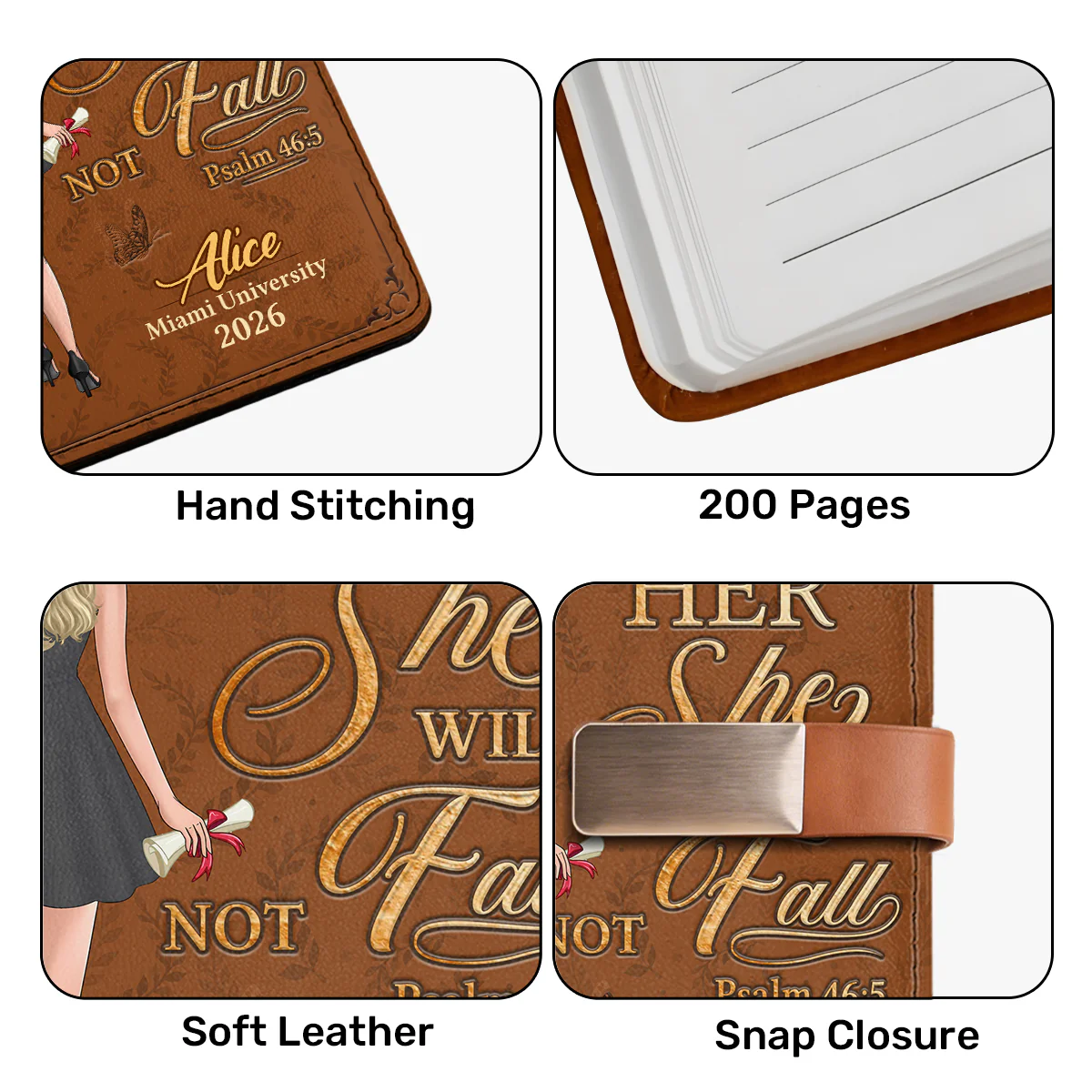 God Is Within Her She Will Not Fall - Personalized Leather Notebook & Pen Set - Image 8