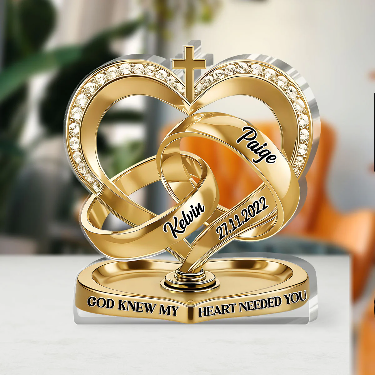 God Knew My Heart Needed You - Personalized Custom Shaped Acrylic Plaque - Image 3