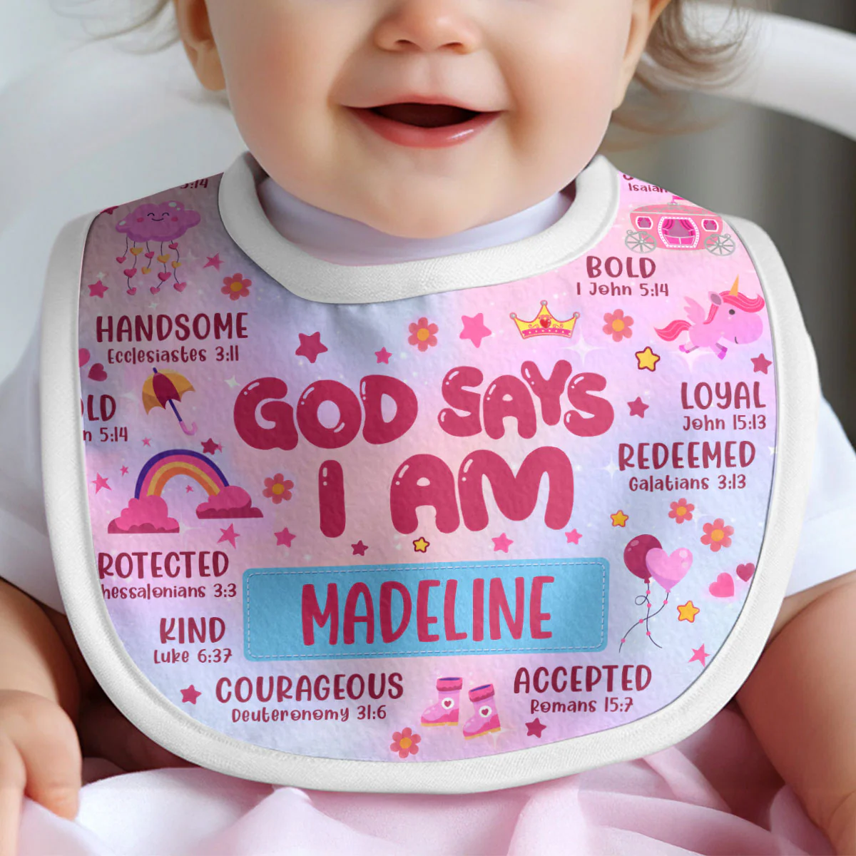 God Says I Am - Personalized Baby Bib - Image 3